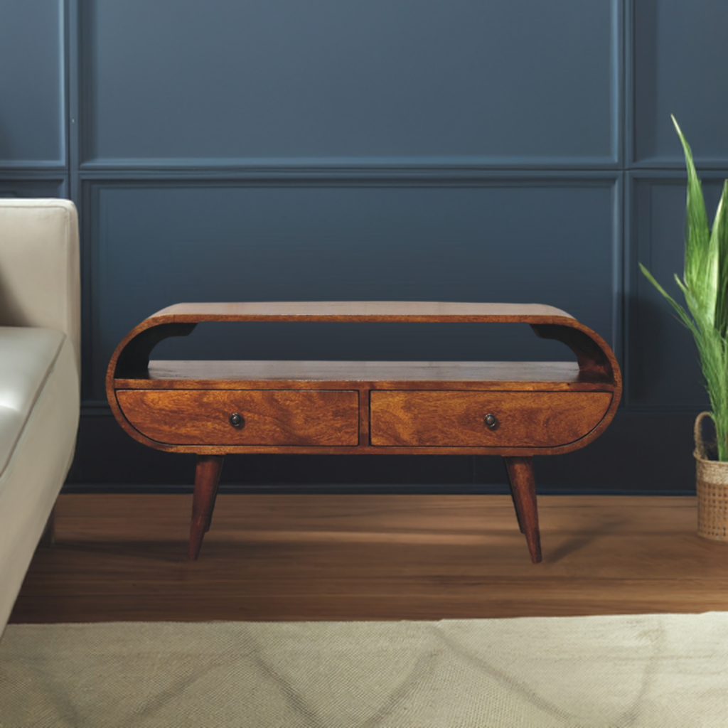 Chestnut Circular TV Stand