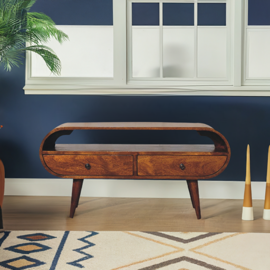 Chestnut Circular TV Stand