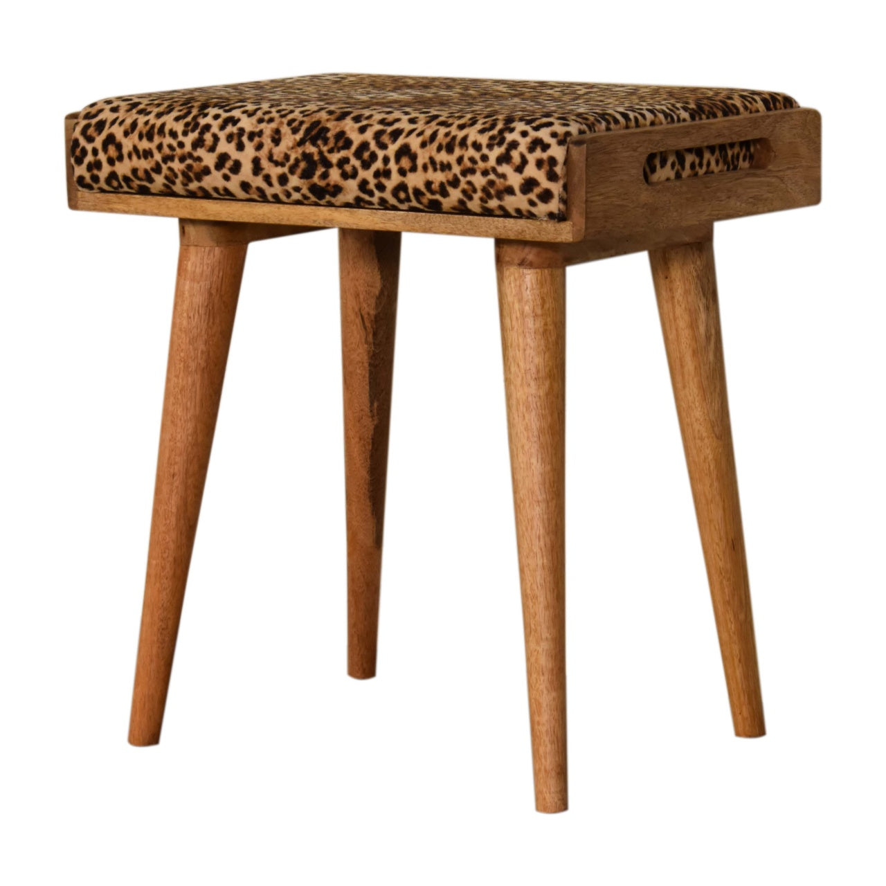 Leopard Velvet Tray Style Footstool