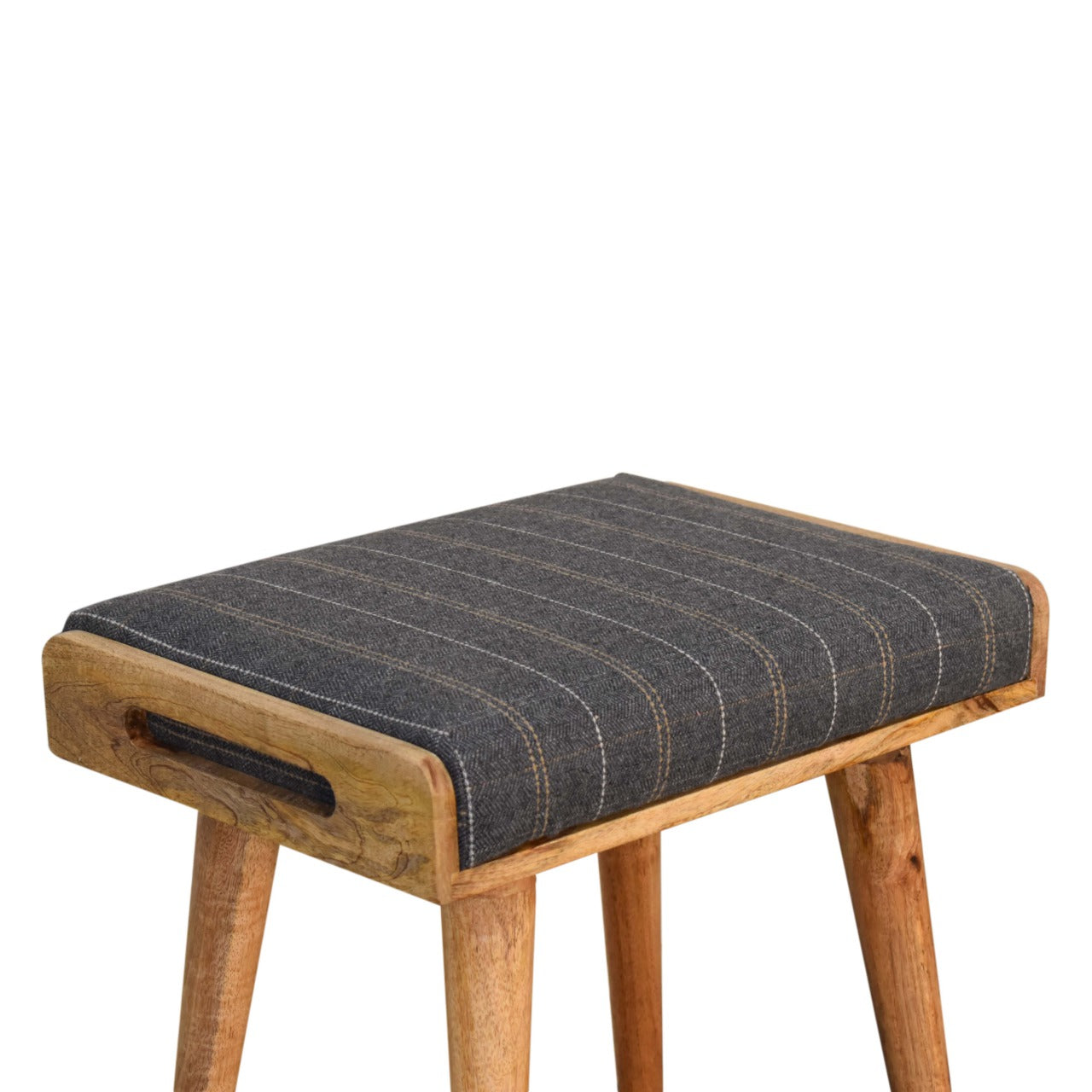 Pewter Tweed Tray Style Footstool