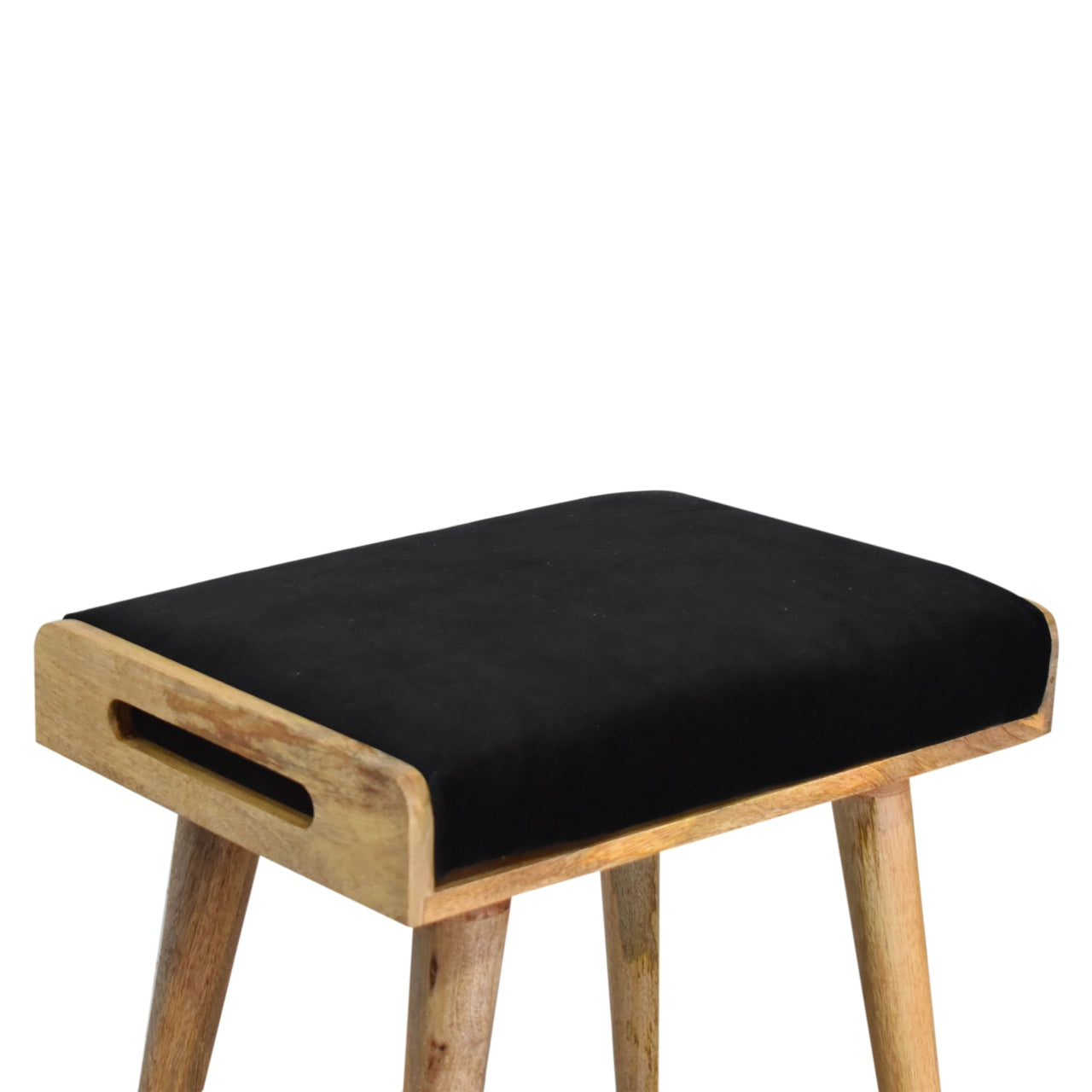 Black Velvet Tray Style Footstool