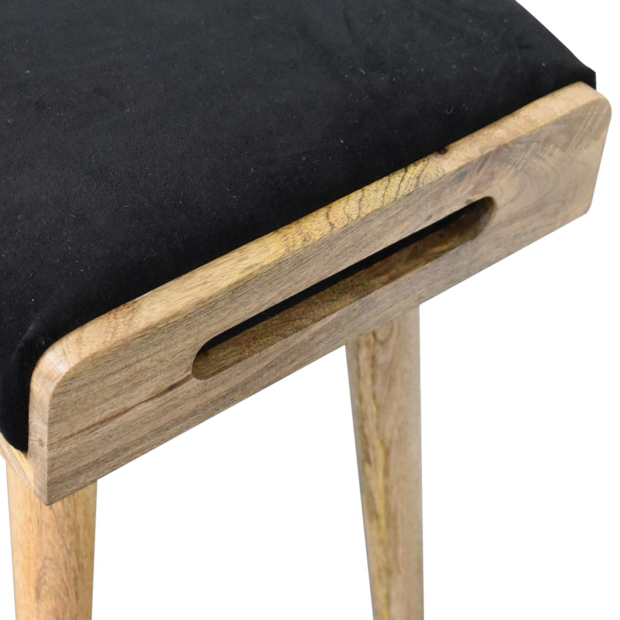 Black Velvet Tray Style Footstool