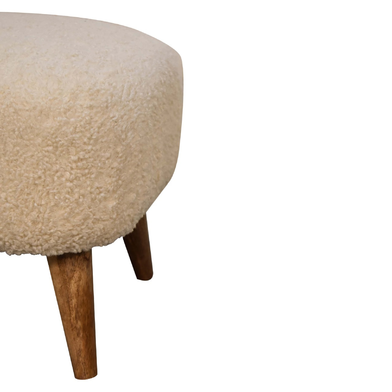 Boucle Cream Square Footstool