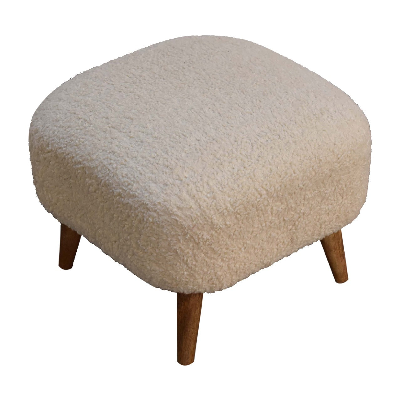 Boucle Cream Square Footstool