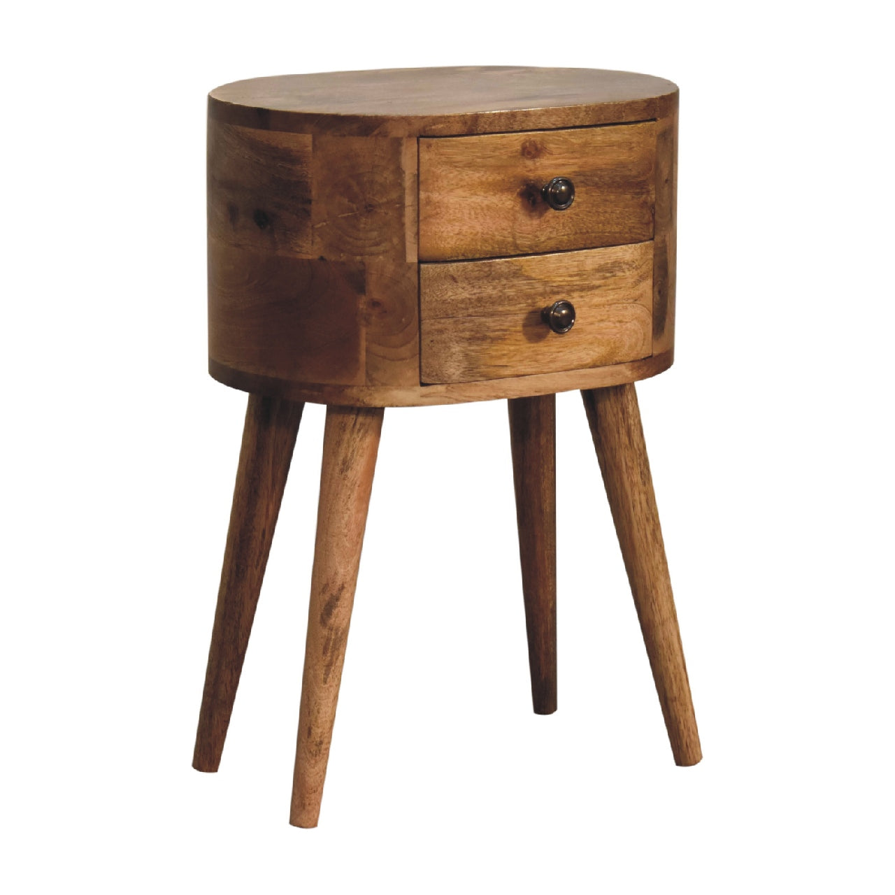 Mini Oak-ish Rounded Bedside Table