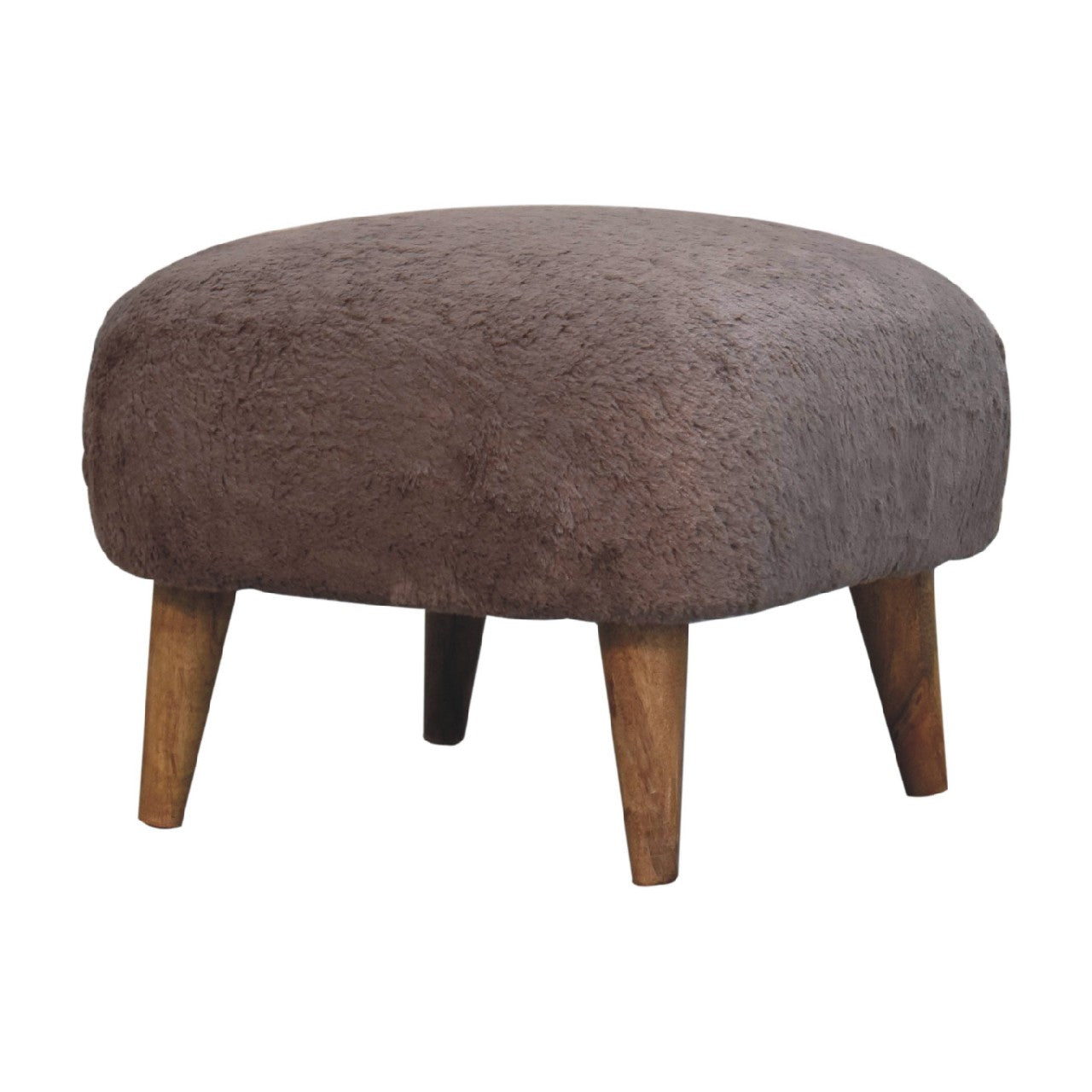 Mocha Faux Fur Square Stool