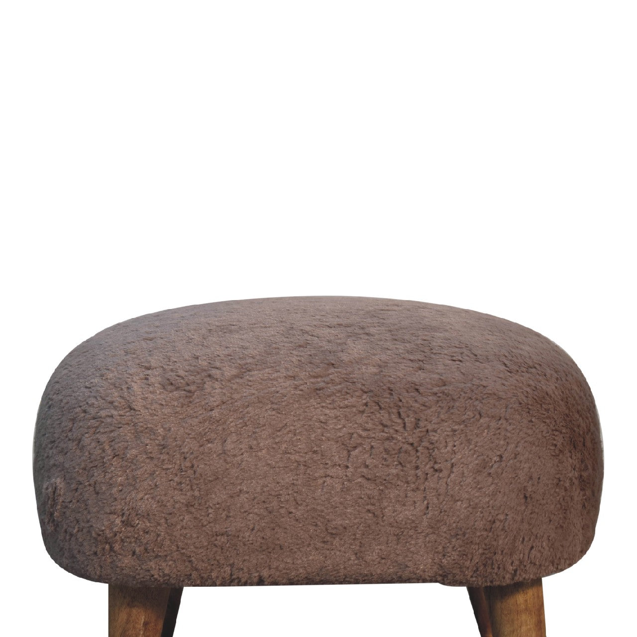 Mocha Faux Fur Square Stool