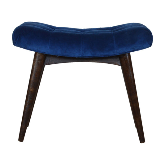 Royal Blue Cotton Velvet Bench