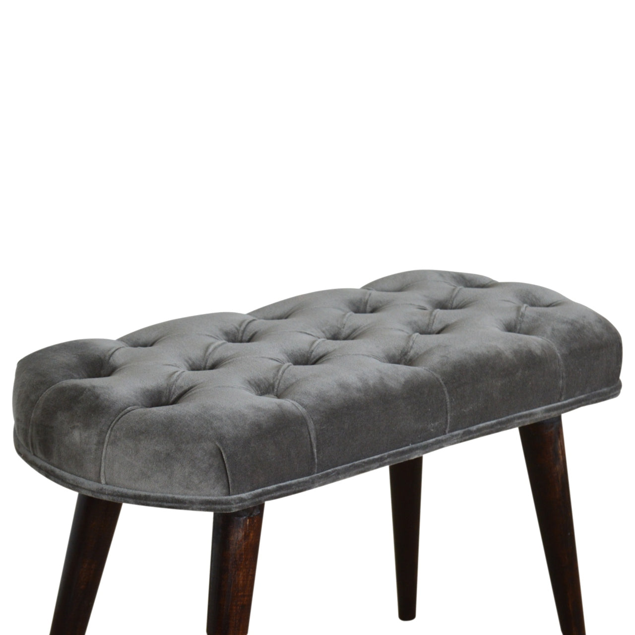 Grey Velvet Gold Base Footstool