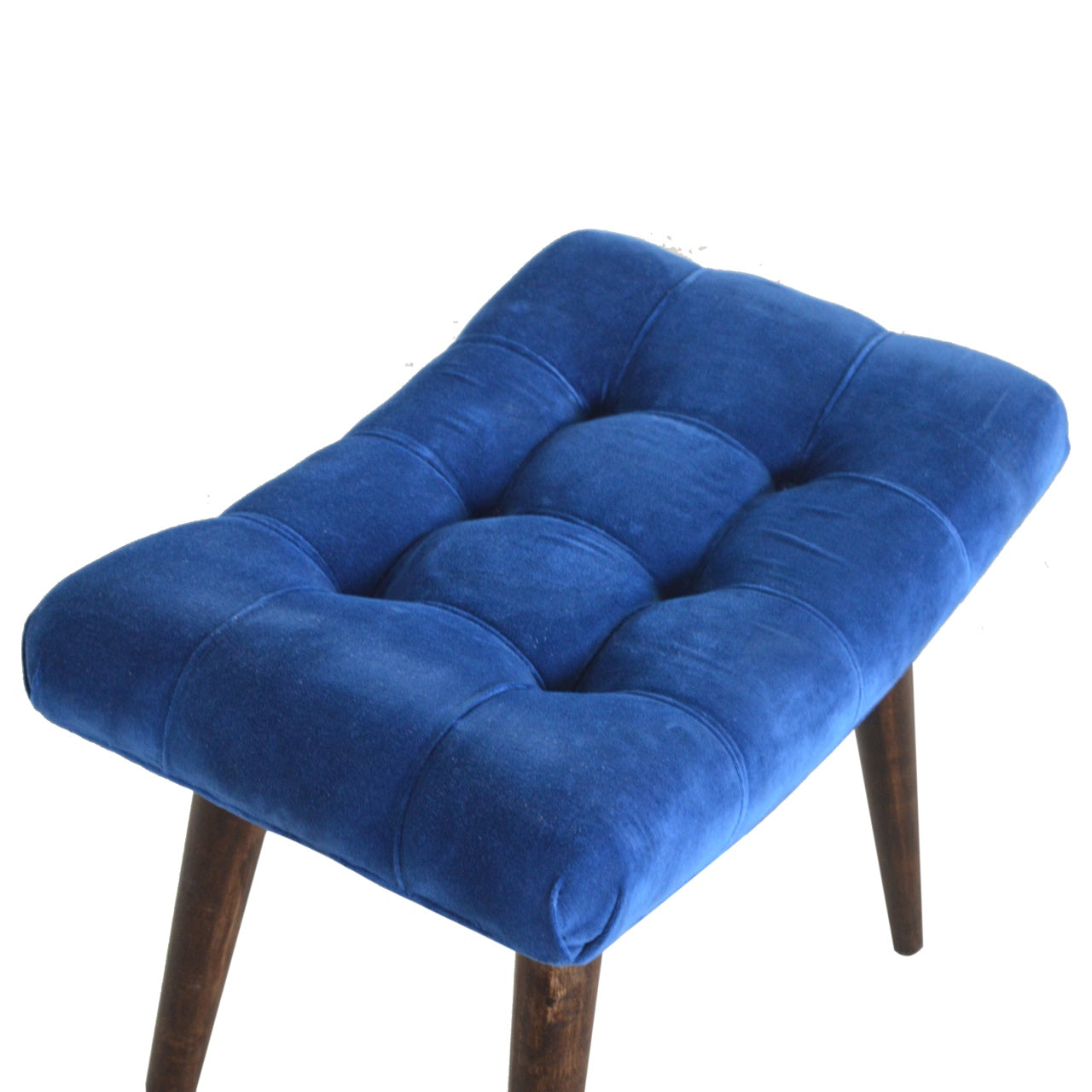 Royal Blue Cotton Velvet Bench