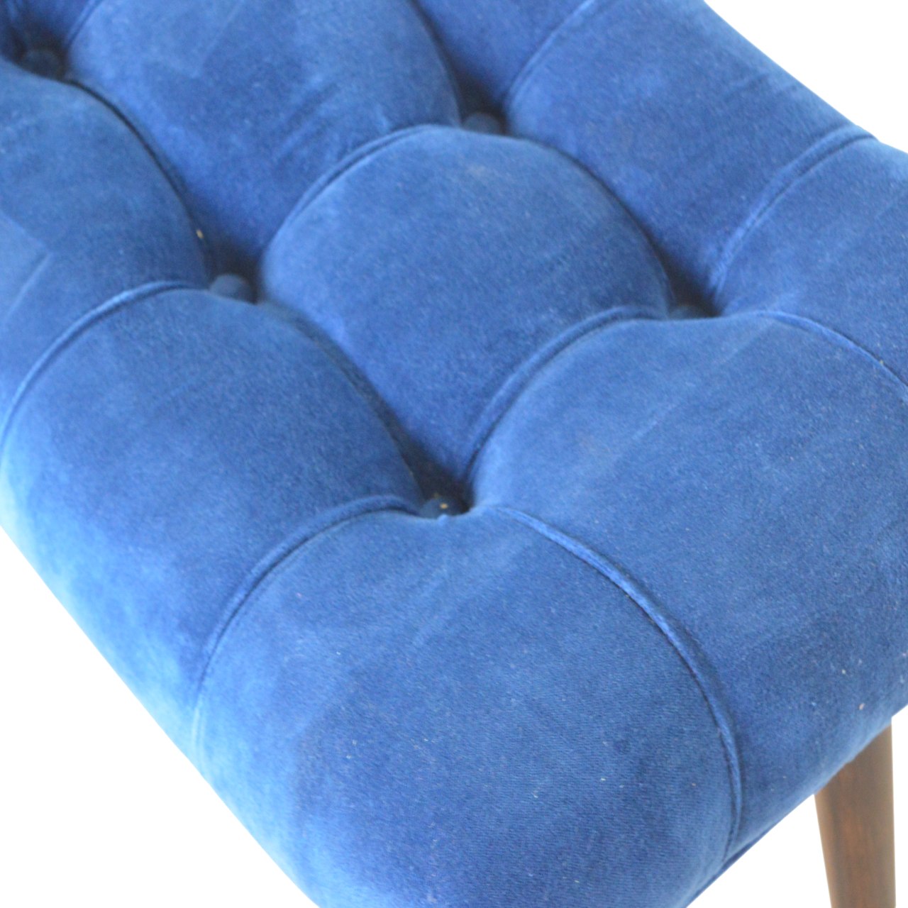 Royal Blue Cotton Velvet Bench